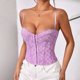 Trizchlor Summer Sexy Corset Blouse Women's Camis Tops Embroidery Lace Backless Camisole Tops for Female Bustier Top Tank y2k Streetwear