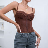 Trizchlor Summer Sexy Corset Blouse Women's Camis Tops Embroidery Lace Backless Camisole Tops for Female Bustier Top Tank y2k Streetwear