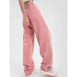 Trizchlor Pink Woman's Jeans High Waist 2024 Summer Wide Leg Denim Trouser Baggy Streetwear Chic Design Ladies Vintage Straight Jean Pants