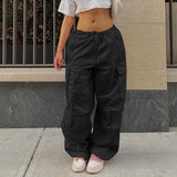 Trizchlor Multi-Pocket Gray Baggy Pants Fashion Streetwear Spring Women Denim Pants Loose High Waist Cargo Pants Korean Harajuku