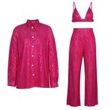 TRIZCHLOR Women's Suits Unique Shining Cool Matching Set Blazer Fashion Party Night Club Pants Suit Feme Glitter Tracksuit Outfits