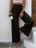 Trizchlor  2023 Autumn New Fall Outfits Women's Long Pants Black Pleated Elastic Waist Looes Wide-Leg Pants Female New Casual Trendy Elegant Ladies Clothes