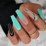 Trizchlor Extra Long Coffin Ballerina False Nails Fake Nails With Designs Press On Nails Manicure Tool Nail Accessory Full Cover Nail Tips