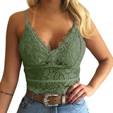 Trizchlor Women Sexy V Neck Lace Vest Top Sleeveless Solid Wire Free Tops Female Elegant Clothing Ladies Casual Plus Size Underwear 2022