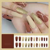 Trizchlor Press On Nail Long Glitter Rhinestone Fake Nails Pre Designs Coffin Ballerina Fake Nails Supplies For Professionals