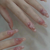 Trizchlor 24Pcs Detachable Almond False Nails With Pearl Decoration Elegant Designs French Fake Nails Full Nail Art Tips Press On Nails