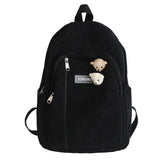 Back to school Stripe Cute Corduroy Woman Backpack Schoolbag For Teenage Girls Boys Female Fashion Bag Student Lady Book Pack