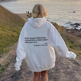 Trizchlor  2023 Autumn New Fall Outfits  Women's Hoodie White Plush Long Sleeve Letter Lace Up Pockets Hoodies Female New Trendy Casual Elegant Lady Clothes