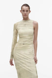 Trizchlor Summer Asymmetrical Long Sleeve Dress Women's Elegant Slim Long Dress Printed Tulle Celebrity Evening Party Maxi Dresses