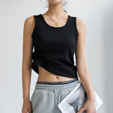 Trizhclor Knitted Ribbed Summer Women Tank Tops Casual Basic Black/White Crop Top Womens Bottoming Vest Sport Slim Camisole 2023