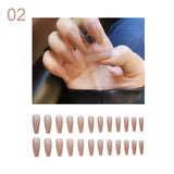 Trizchlor Halloween 24Pcs Coffin False Nails Heart Pattern Full Cover French Ballerina Fake Nails Press On Nails Nail Supplies For Professionals
