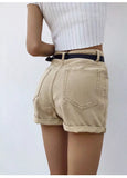Trizchlor Shorts Ladies High Waist Denim Shorts With Belt Summer Casual Ladies White Shorts Sexy Jeans Feminino Korte Broek Dames
