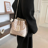 TRIZCHLOR Letters Drawstring Bucket Small Women Handbags 2022 Trend Fashion Designer Ladies Shoulder Crossbody Bags Pink Beige