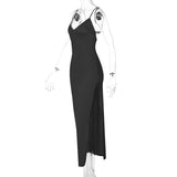 Elegant Backless Long Party Dresses For Women Spaghetti Strap Satin Maxi Dress Summer Beach Slip Dress 2022