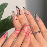 Trizchlor Extra Long Coffin Ballerina False Nails Fake Nails With Designs Press On Nails Manicure Tool Nail Accessory Full Cover Nail Tips