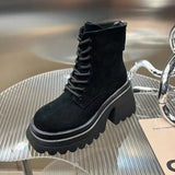 Winter Boots Heels for Women New Suede Chelsea Ankle Boots Designer Wedges Sport Casual Shoes Ladies Zipper Platform Botas