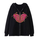 Trizchlor Oversized Hoodie Women Streetwear Gothic Style Zipper Cardigan Long Sleeve Winter Hoodie Fashion Harajuku Tops Women Sweatshirt