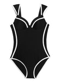 Trizchlor  Retro Black White Striped Push Up One Piece Swimsuit Bodysuit Ladies 2024 Monokini Swimwear Women Swim Bathing Suit Trikini