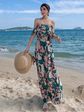 Trizchlor Fashion Bohemian Skirt Two-piece Suits Women Summer Beach Crop Tops + High Waist Long Skirts Seaside Holiday Sets Woman
