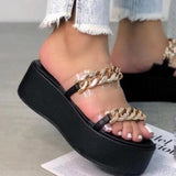 Trizchlor Summer New Sandals Metal Decorative Flat Sandals Women Soft Sole Buckle Casual Shoes Open Toe Gladiator Wedge Sandals Women
