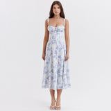 trizchlor  2023 New Women's Summer Sundress Floral Print Dresses Elegant Midi Dress Casual Clothes Chic Sweet Split Party Dress