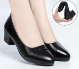 Trizchlor Women Soft Leather Low Heel Shoes Comfortable Soft Sole Middle-aged Sandals Mid Heel Work Shoes New Arrival 2023
