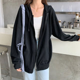 Trizchlor Women's Hip-Hop Streetwear Hooded Jacket Harajuku Korean Version Loose Thin Long-Sleeved Hooded 90S Streetwear Pockets Hoodies