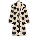 Trizchlor Winter Women Warm Faux Fur Coat Love Pattern Women Long Coat Turn Down Collar Women Warm Plush Coat Classic Coat Loose