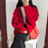 Rainbow Knitted Cardigan Women Autumn winter Sweet Kawaii Sweater Coat Female Long Korean Button Down Cardigan Fall 2020 Women