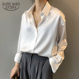 Trizchlor Back To College Autumn Fashion Button Up Satin Silk Shirt Vintage Blouse Women White Lady Long Sleeves Female Loose Street Shirts 11355