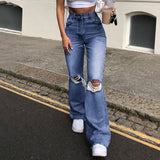 Trizchlor Vintage Y2k Hollow Out High Waist Fashion Zipper Jeans Holes Jeans Harajuku Chic Flare Jeans Wide Leg Pants jeans women