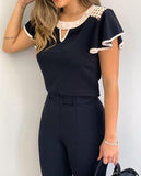 Trizchlor Women's Fashion Ruffled Short Sleeves Chiffon Tops Casual Slim Fit Shirts Blouse Blusas Mujer De Moda 2023 Verano