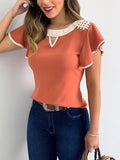 Trizchlor Women's Fashion Ruffled Short Sleeves Chiffon Tops Casual Slim Fit Shirts Blouse Blusas Mujer De Moda 2023 Verano