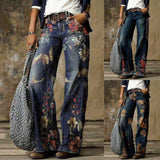Trizchlor 2022 Fashion Chic Woman Jeans High Waisted Straight Cute Female Denim Long Trousers Loose Vintage Printed Women Long Jeans #G3 0506