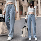 Trizchlor 2022 Fashion Chic Woman Jeans High Waisted Straight Cute Female Denim Long Trousers Loose Vintage Printed Women Long Jeans #G3 0524